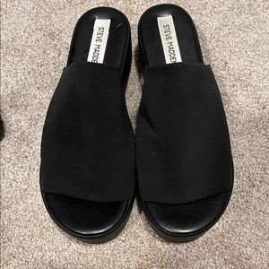 Vintage Steve Madden Black Slinky Platform Sandals Size 7 y2k 2000’s